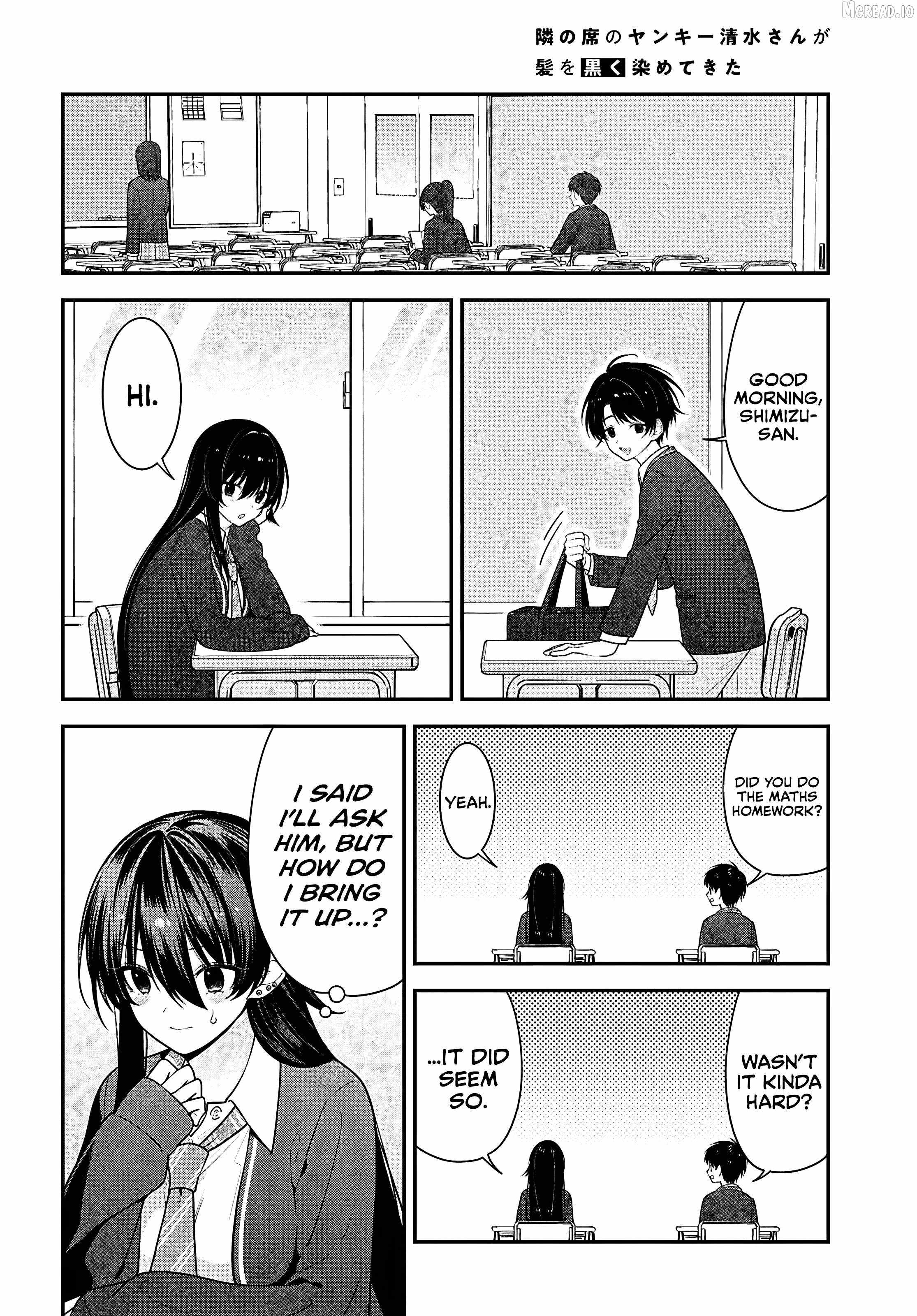 The Yankee Shimizu-san Sitting Next to Me Has Dyed Her Hair Black Ch.17 p9
